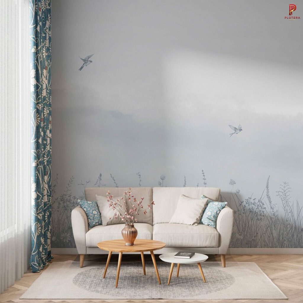 a minimalist wallpaper with pastel blue colours