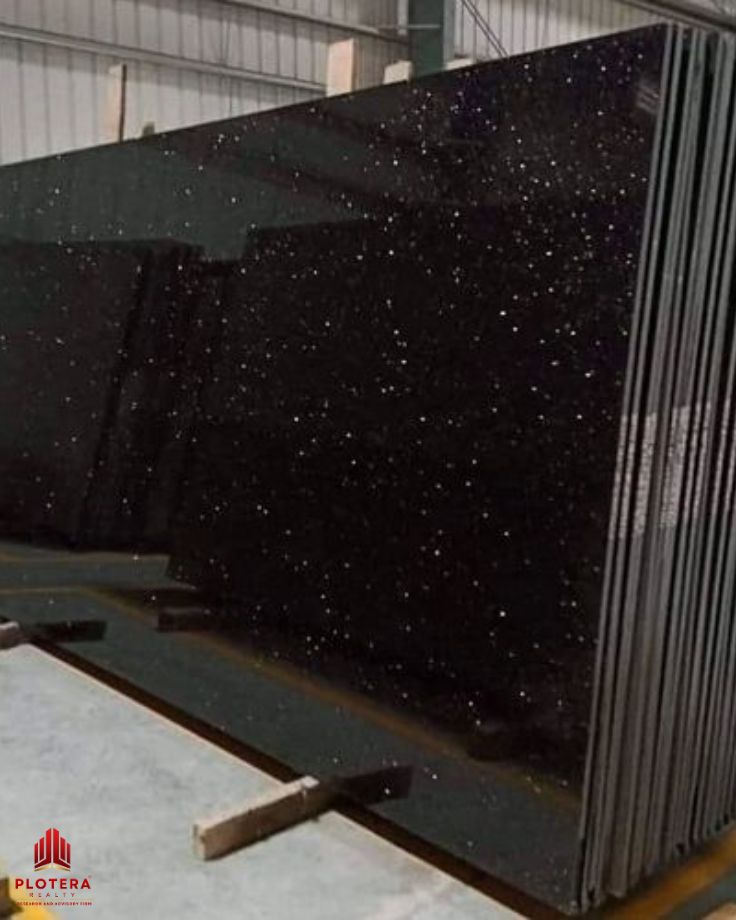 a slab of black galaxy granite